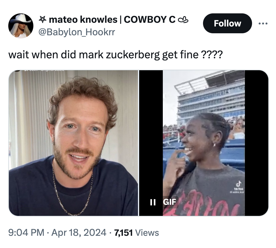 Mark Zuckerberg - mateo knowles | Cowboy C wait when did mark zuckerberg get fine ???? Ii Gif 7,151 Views f